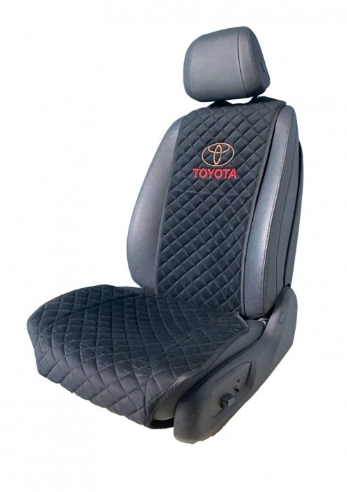 Накидки на сидения Передние накидки с вышивкой Toyota (Черный)