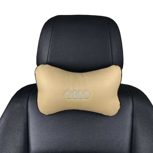 Подушки под шею Подушка под шею бежевая с вышивкой Audi