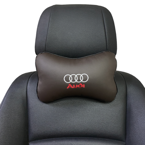 Подушки под шею Подушка под шею коричневая с вышивкой Audi лого